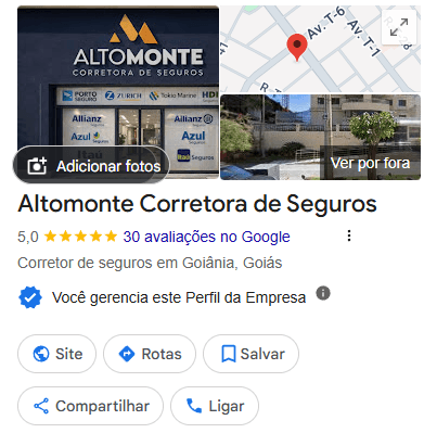 Mockup do perfil Altomonte Corretora de Seguros