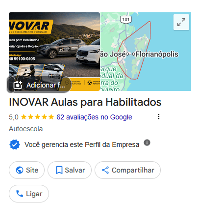 Mockup do perfil INOVAR Aulas para Habilitados