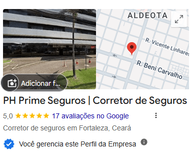 Mockup do perfil PH Prime Seguros | Corretor de Seguros
