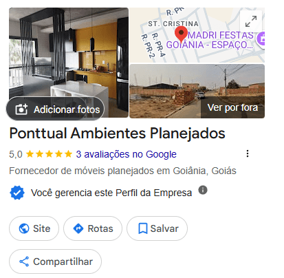 Mockup do perfil Ponttual Ambientes Planejados