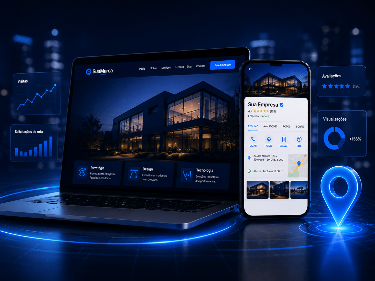 Mockup de site profissional criado pela Impulse Lead